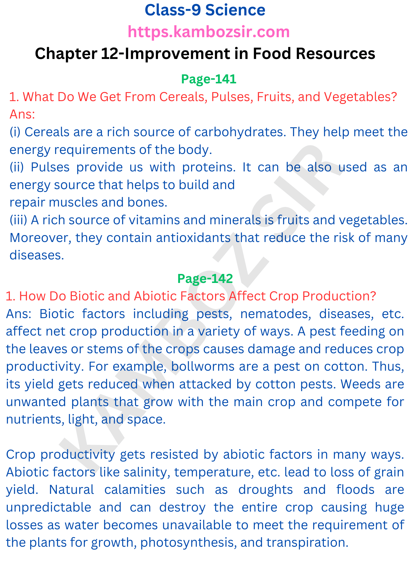 case study questions on improvement in food resources