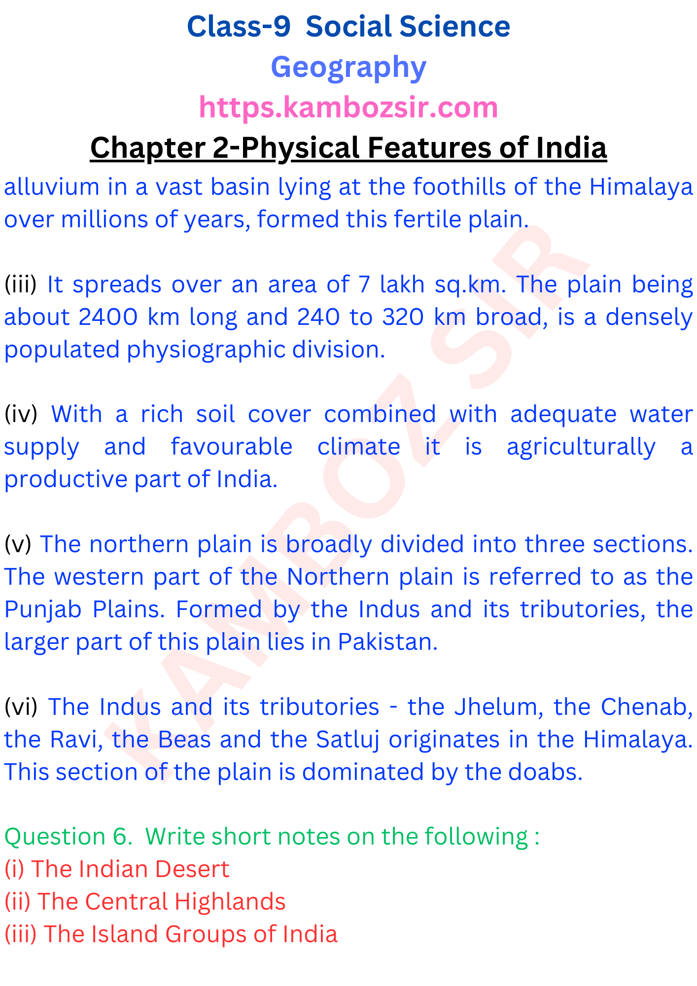 Class 9th Geography Chapter 2-Physical Features of India Solution ...