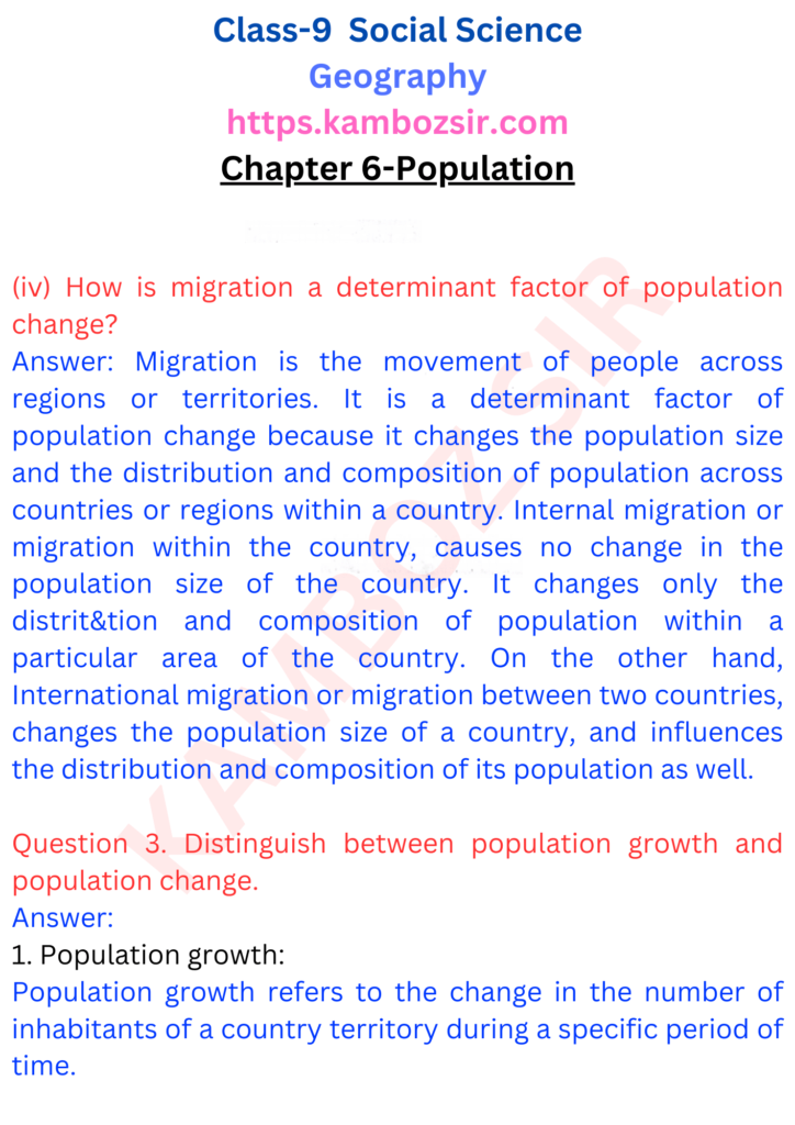 Class 9th Geography Chapter 6 Population Solution Kamboz Sir 6630