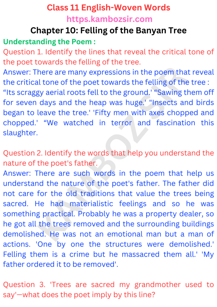 Chapter 10: Felling of the Banyan Tree Solution