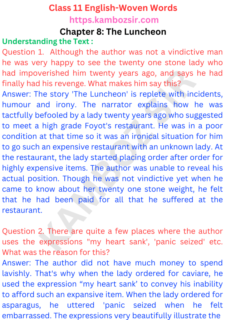 Chapter 8: The Luncheon Solution