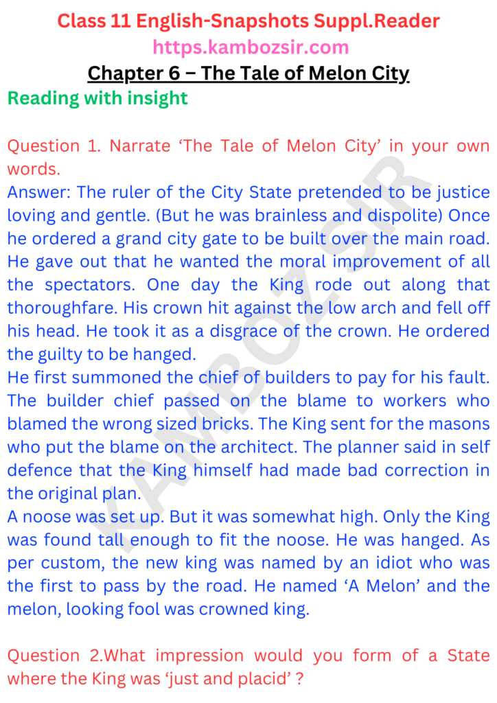 Chapter 6 – The Tale of Melon City Solution