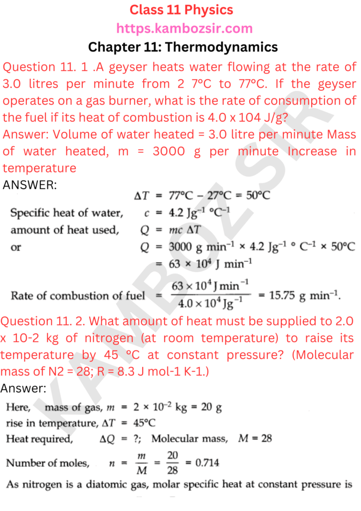 Class 11th Physics Chapter 11: Thermodynamics Solution