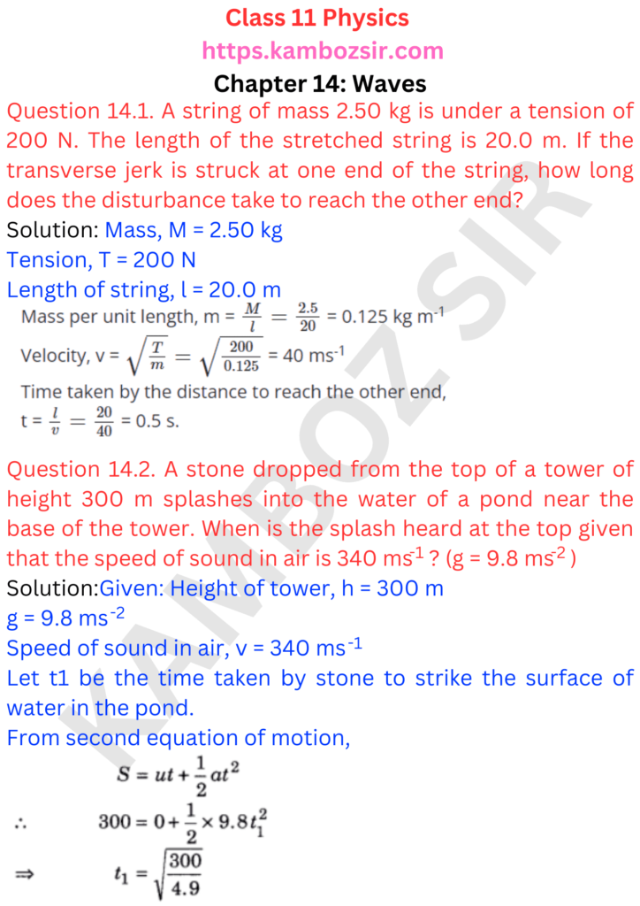 Class 11th Physics Chapter 14: Waves Solution