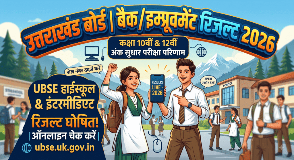 Uttarakhand Board Back / Improvement Result 2026: कक्षा 10वीं और 12वीं का अंक सुधार रिजल्ट यहाँ से चेक करें